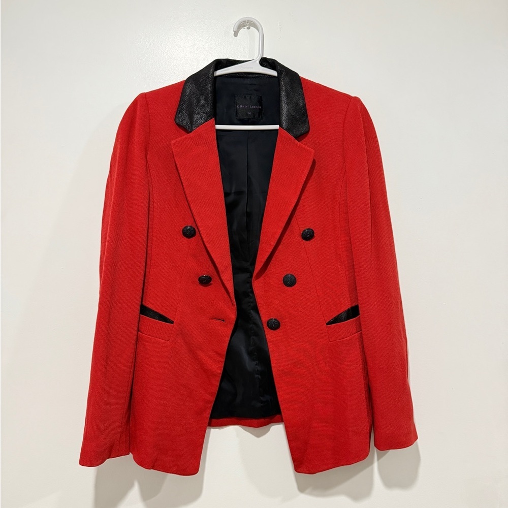 Olivia‎ Lauren burnt orange/red Blazer with Black Collar - Picture 2 of 5